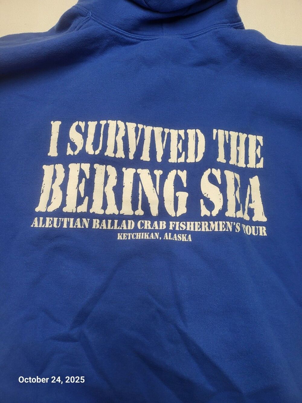 Men's Hoodie "I Survived the Bering Sea" Blue XL Gildan